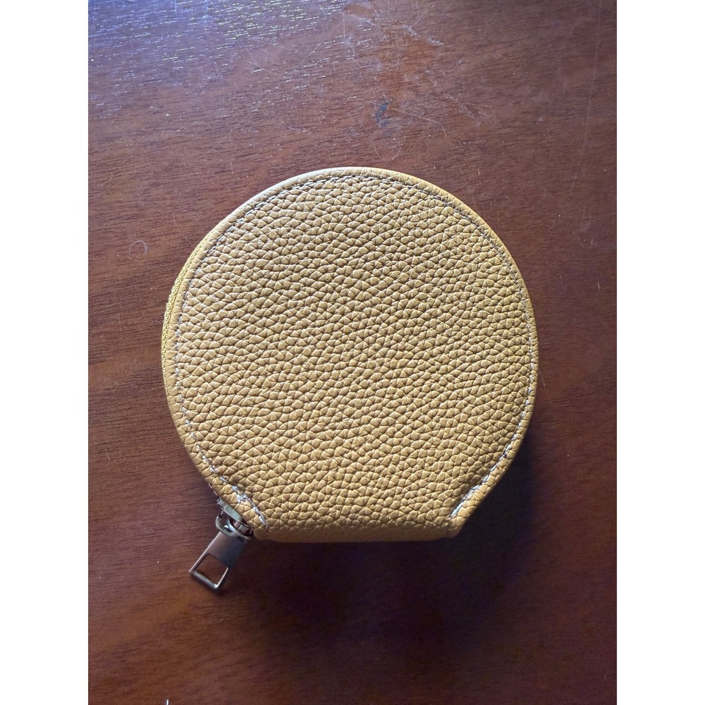 Unbranded Coin Pouch OS Light Brown Pebbled Faux Leather Round Zip Bag Charm